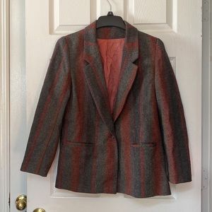 VTG 70’s Wool Tweed Striped Stripe Blazer